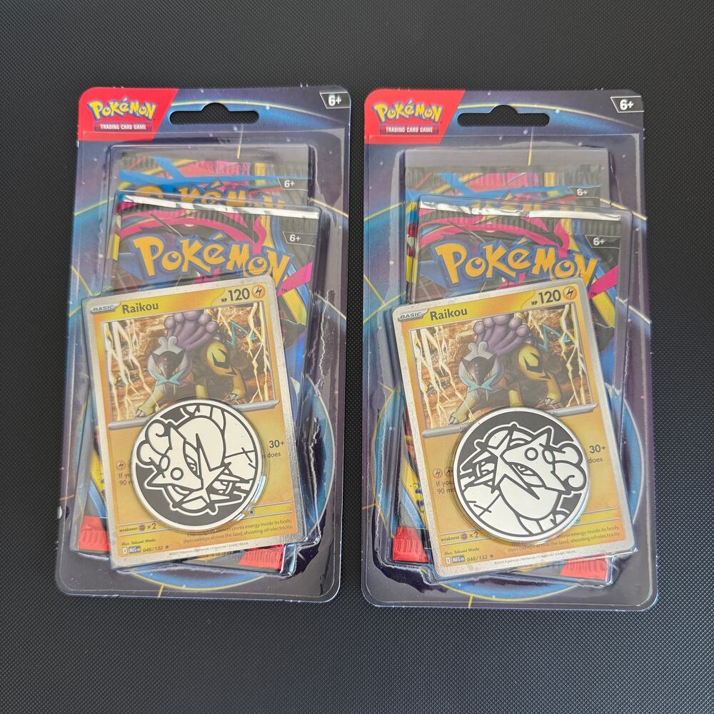 Pokémon TCG: 2 Raikou Promo Cards 2Coins & 4 Booster Packs